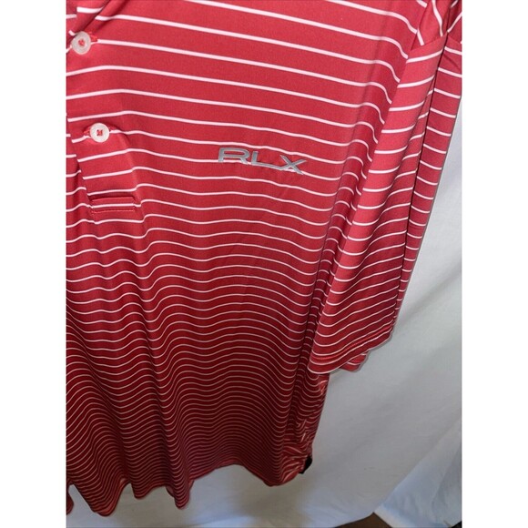 Ralph Lauren RLX Men’s Golf Polo Shirt Size 2XL Red Striped Athleisure Tennis - Picture 7 of 12